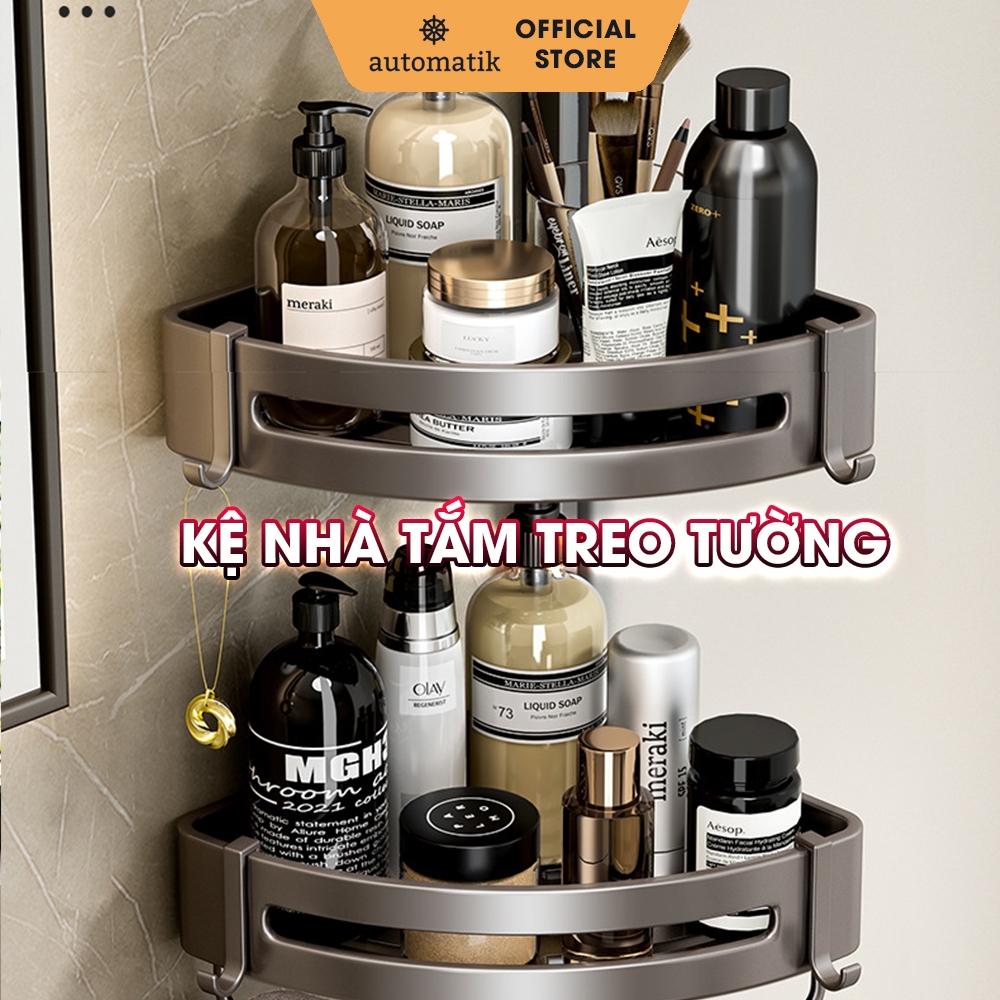 Kệ Nhà Tắm Để Đồ Nhà Bếp Rửa Chén Treo Tường Mini Đa Năng Nhà Vệ Sinh Tam Giác Góc Tường Có Móc Treo Chữ Nhật Automatik