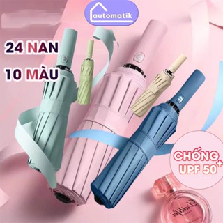 [N] Dù Che Mưa Nắng Gấp Gọn Tự Động Automatik Mini 24 Nan Loại Lớn Ngoài Trời 2 Người Tự Bung Chống Lật Gió Cản 99% UV