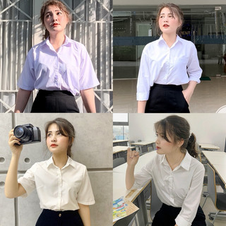 Áo Sơ Mi Trắng Basic Đi Học Đi Làm Công Sở Cao Cấp