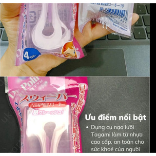 Set 4 dụng cụ nạo lưỡi 2 đầu Tagami
