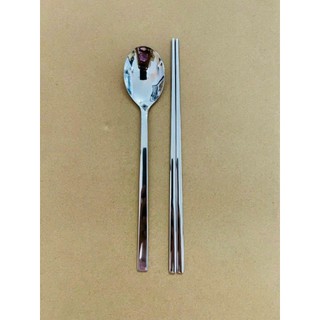 Bộ Muỗng Đũa Inox Cán Dẹp _ Kiểu Hàn Quốc