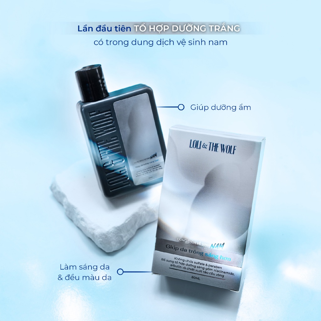 Dung Dịch Vệ Sinh Nam Giới Dưỡng Sáng Loli & The Wolf Tinh Chất Niacinamide & Arbutin Hương Nước Hoa Khử Mùi Tốt 80ml