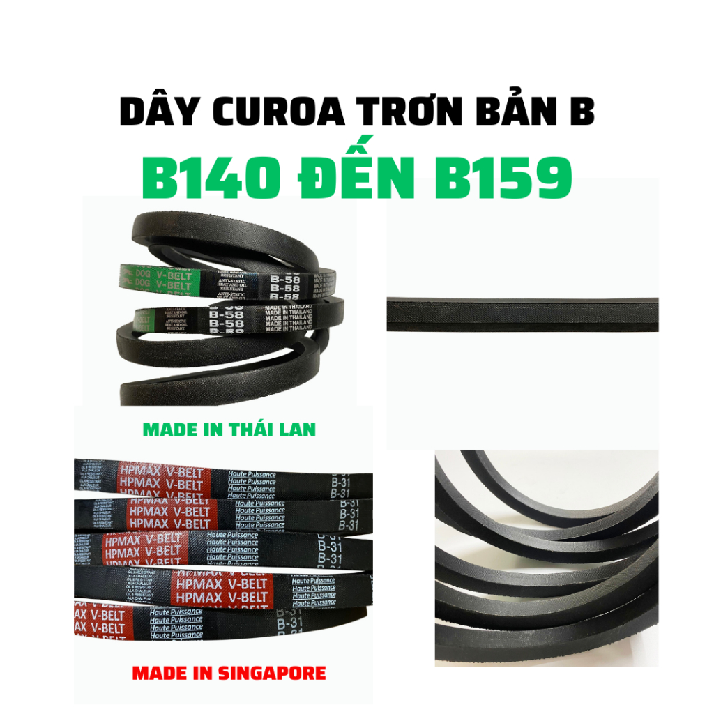 Dây curoa trơn bản B:B120 B121 B122 B123 B124 B125 B126 B127 B128 B129 B130 B131 B132 B133 B134 B135 B136 B137 B138 B139