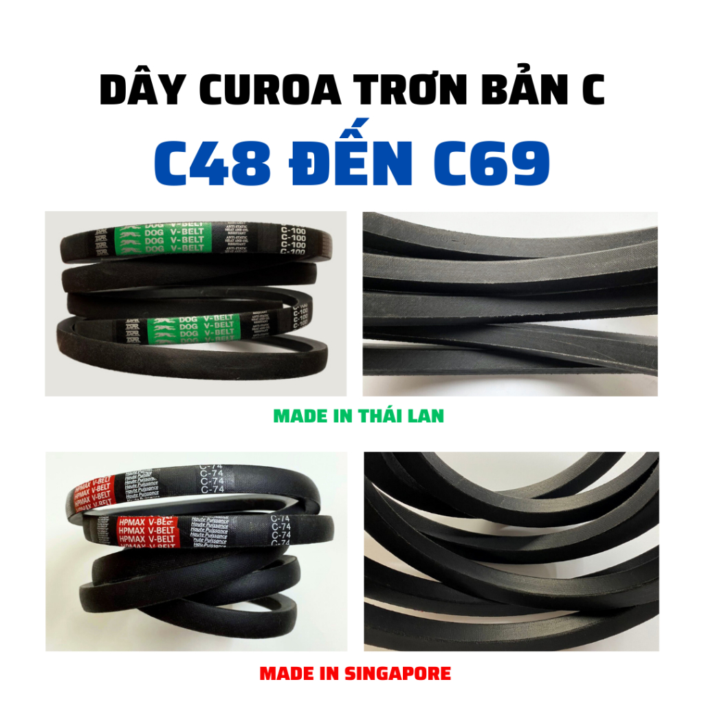 Dây curoa trơn bản C: C48 C50 C55 C59 C60 C61 C62 C65 C66 C67 C68 C69