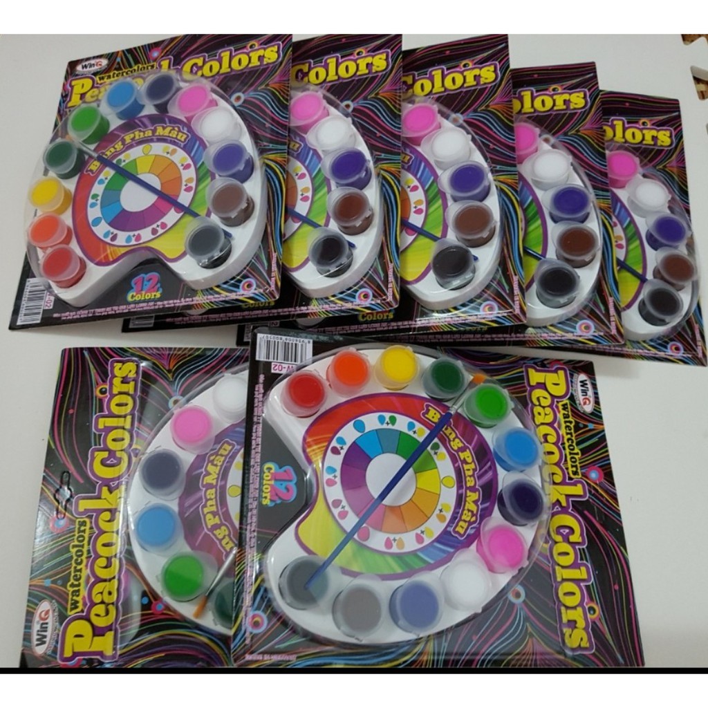 Sale  màu vẽ Con công, màu nước 12 màu