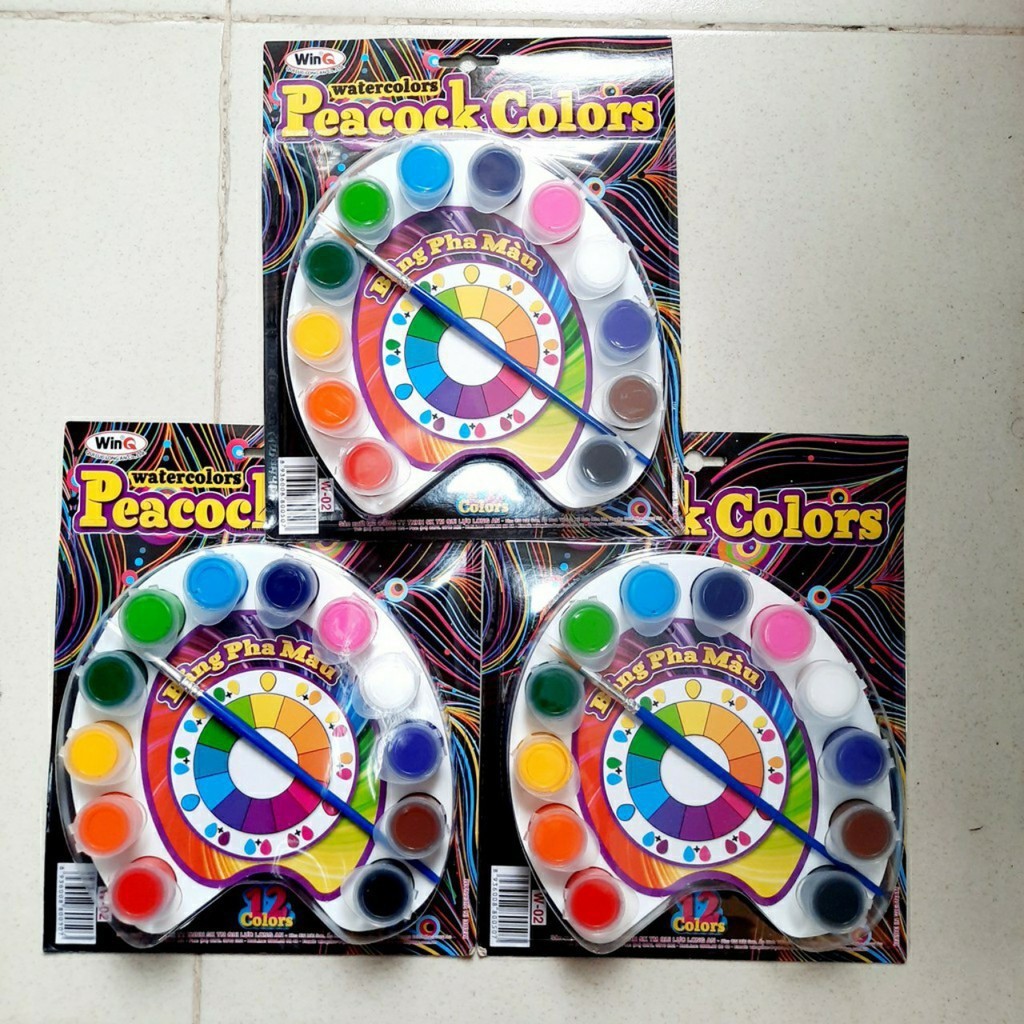 Sale  màu vẽ Con công, màu nước 12 màu