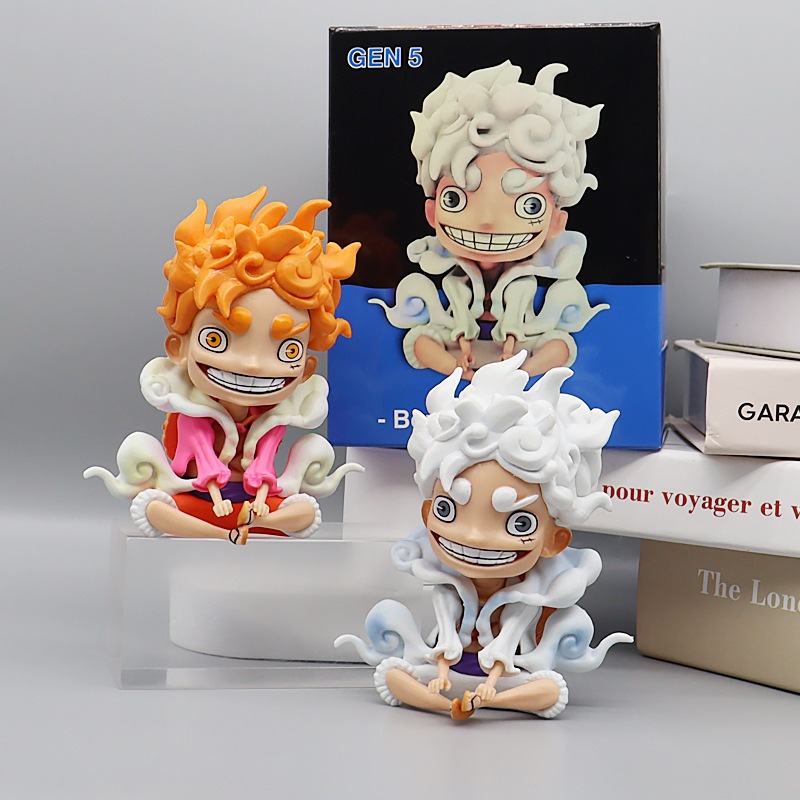 Mô Hình Luffy Ngồi Thần Mặt Trời Nika, 2 Phiên Bản Trắng Cam, Cao 12cm, Mô Hình Decor Trang Trí, Bộ Sưu Tập Nhân Vật