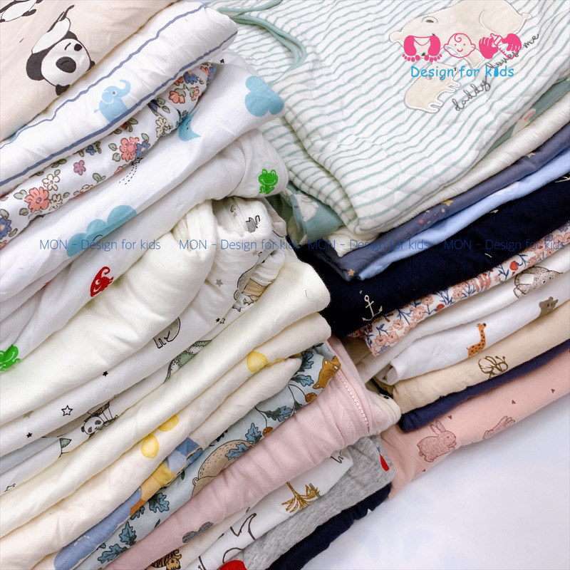 Túi ngủ hàng xuất dư HM vải Organic Cotton lót bông mỏng cho bé yêu