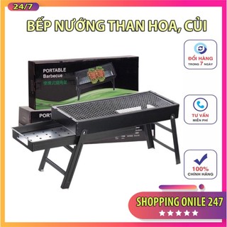 Bếp nướng than hoa bbq ngoài trời, bếp nướng than hoa inox gấp gọn cao cấp, hàng loại dài 60cm - bảo hành 12 tháng