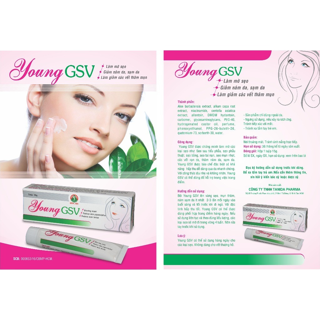 YOUNG GSV 15g - Gel Làm Mờ Sẹo, Giảm Thâm Mụn, Nám, Sạm Da
