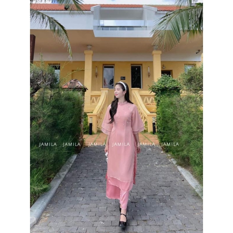 SET ÁO DÀI HOA ANH ĐÀO JAMILA