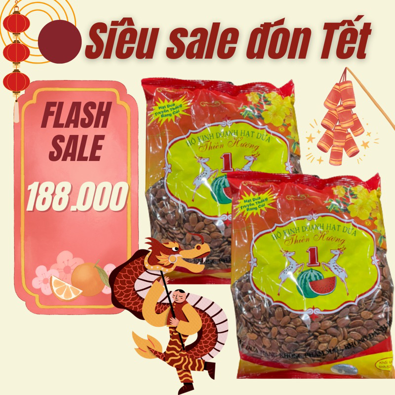 HẠT DƯA rang củi Thiên Hương 1kg (2 gói) - [Date mới tháng 5/2024]