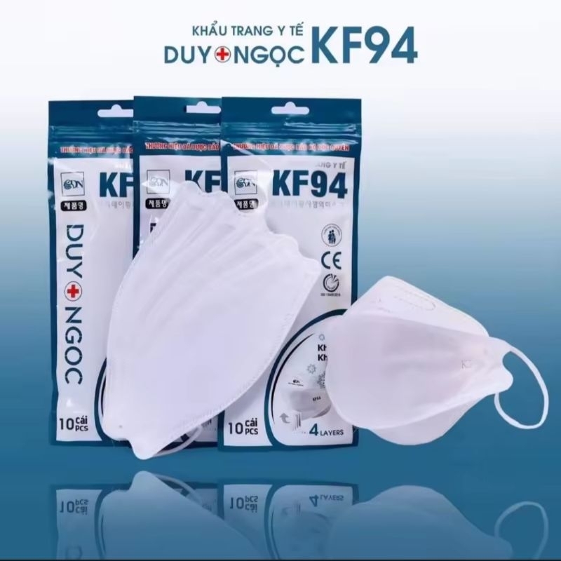 Khẩu trang y tế 4 lớp KF94 Duy Ngọc 4D Mask (trắng) gói 10 cái