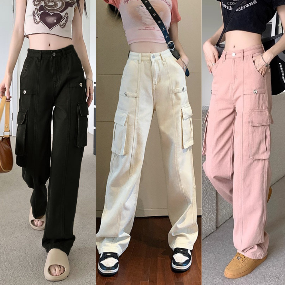 Quần kaki túi hộp ống suông nữ MIAA form rộng unisex cạp cao ,quần dài kaki túi hộp nam nữ Phong Cách Trẻ Trung