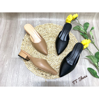 (chân mập mn tăng lên 1 size nhé ) giày sục nữ 2cm trơn mũi nhọn da mờ êm chân TT Shoes933 t2cmtron