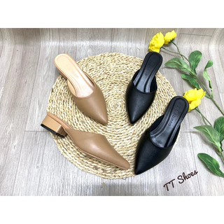 (chân mập mn tăng lên 1 size nhé ) giày sục nữ 2cm trơn mũi nhọn da mờ êm chân TT Shoes933 t2cmtron