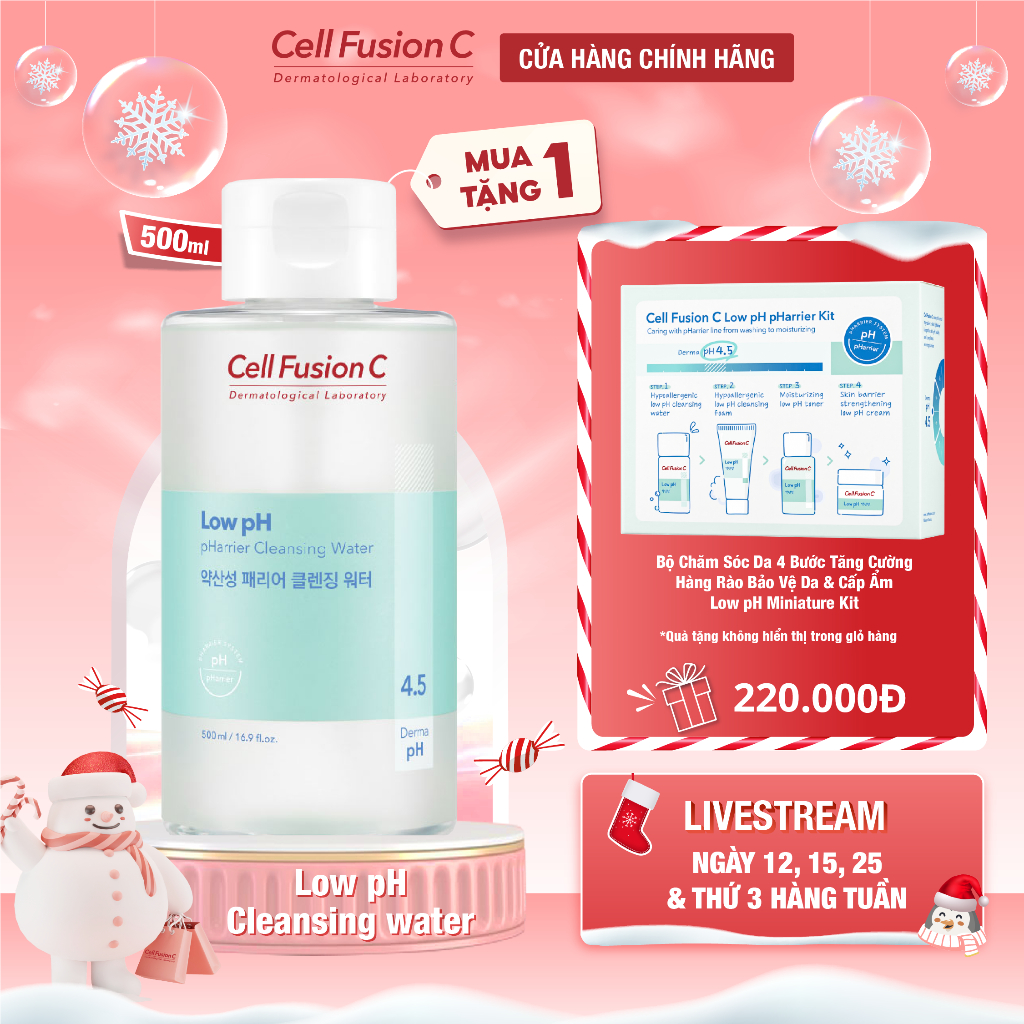 Nước Tẩy Trang Cấp Ẩm Cân Bằng Ph Da Cell Fusion C Low Ph Pharrier Cleansing Water (500ml)