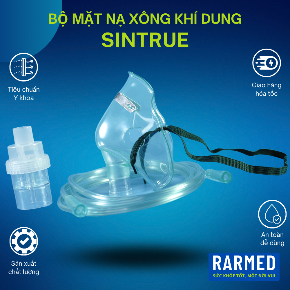 Bộ phụ kiện xông khí dung mặt nạ, dây khí, bầu xông hiệu Sintrue - Xanh lá nhạt