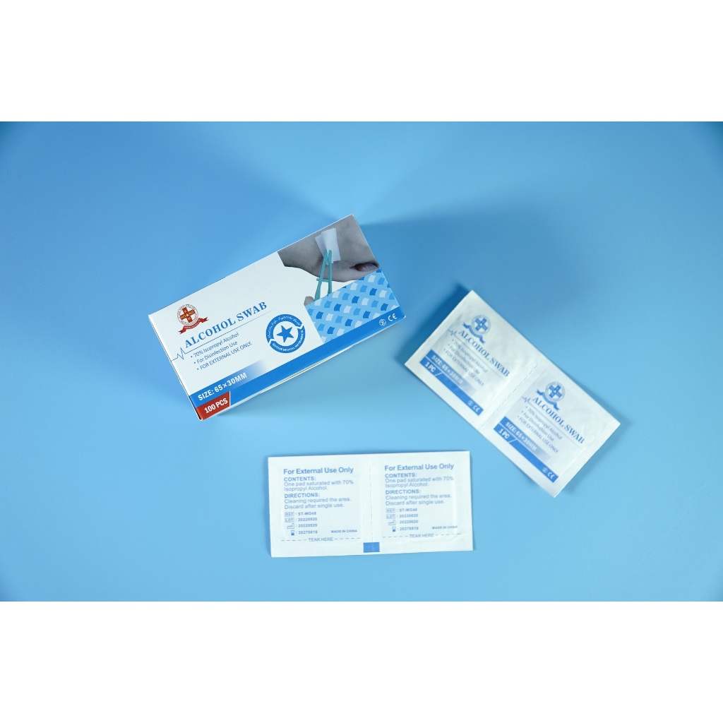 Hộp 100 miếng gạc y tế tẩm cồn Sintrue cao cấp  - Size 65x30mm