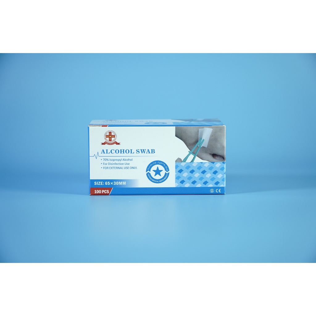 Hộp 100 miếng gạc y tế tẩm cồn Sintrue cao cấp  - Size 65x30mm
