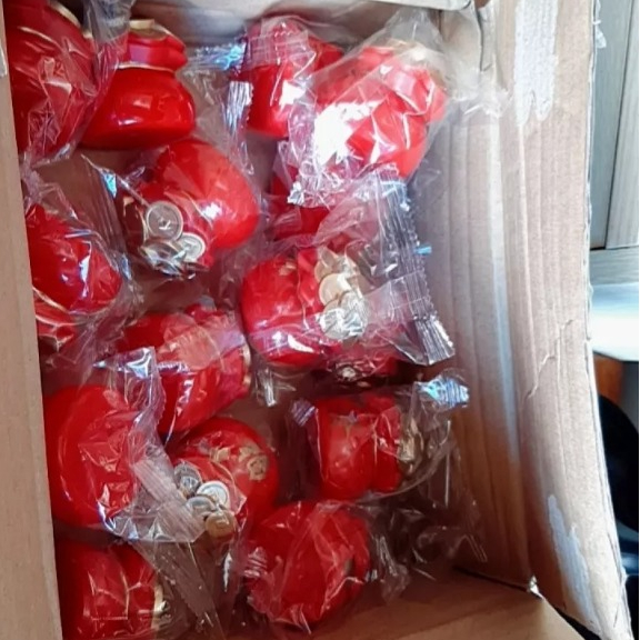 Hũ Vàng Mini trang trí tháp oản, nhũ vàng nhựa trang trí tháp nước, hũ vàng nhựa trang trí bánh