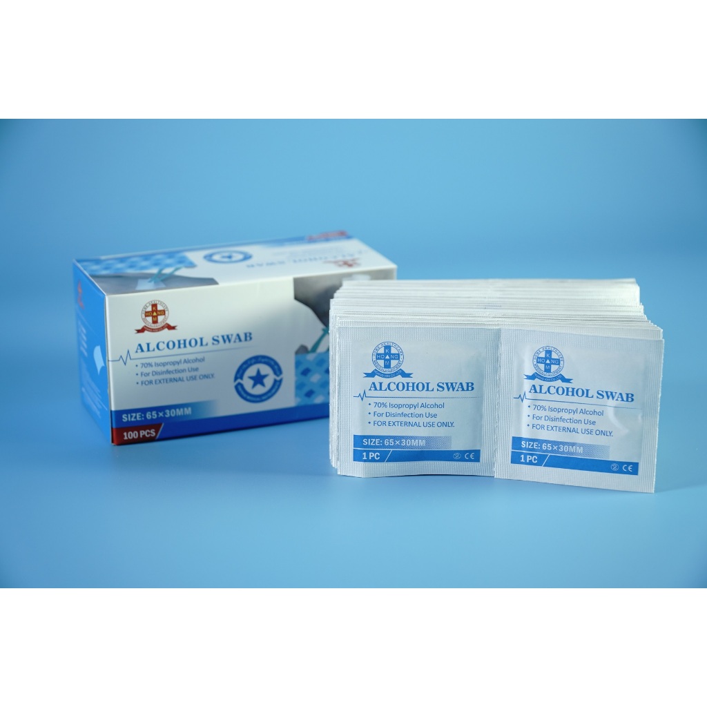 Hộp 100 miếng gạc y tế tẩm cồn Sintrue cao cấp  - Size 65x30mm