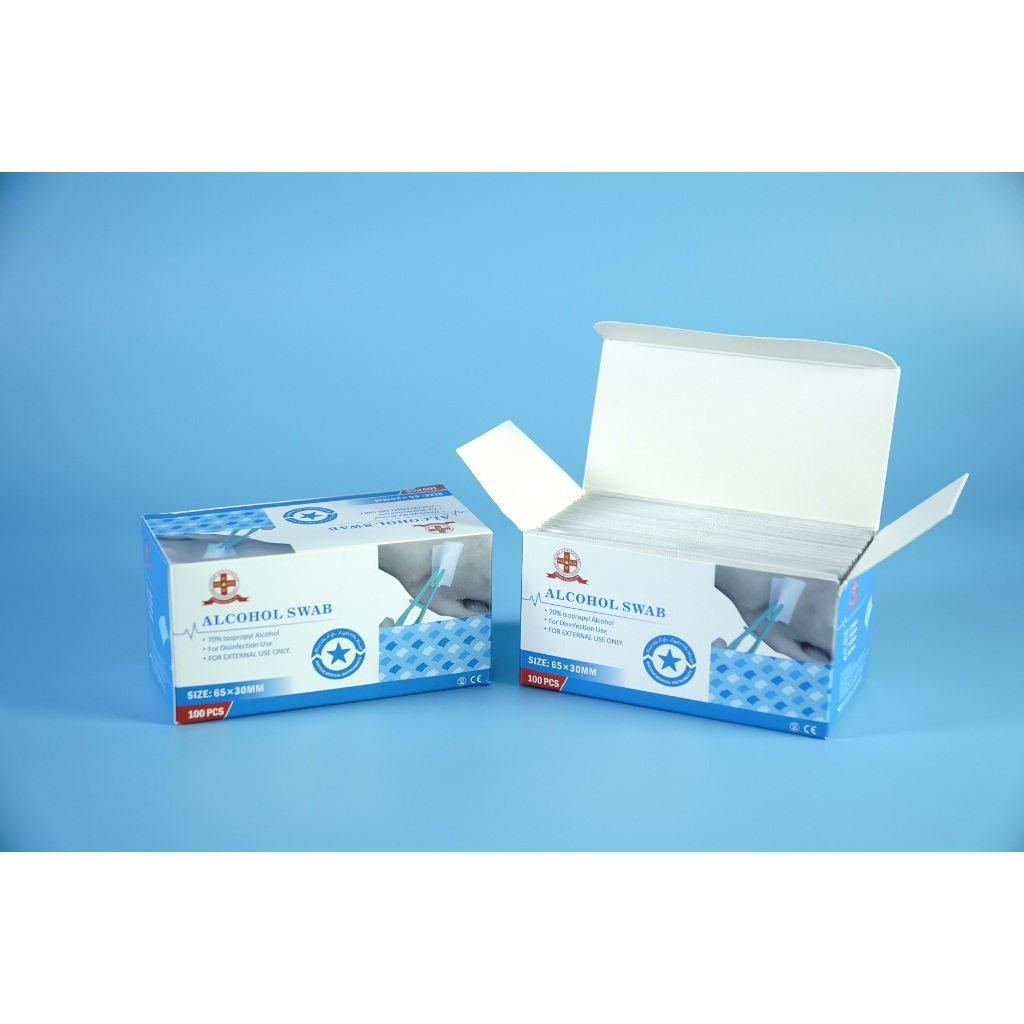 Hộp 100 miếng gạc y tế tẩm cồn Sintrue cao cấp  - Size 65x30mm