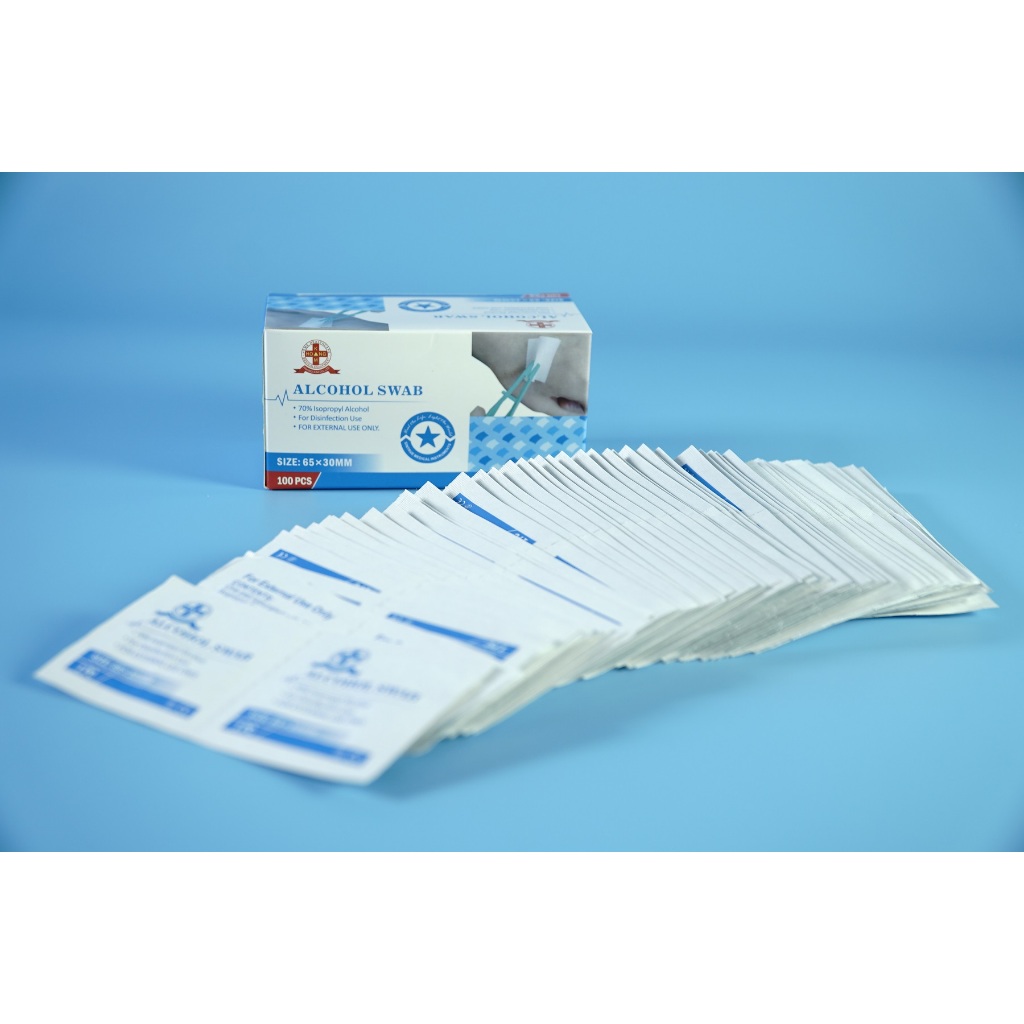 Hộp 100 miếng gạc y tế tẩm cồn Sintrue cao cấp  - Size 65x30mm