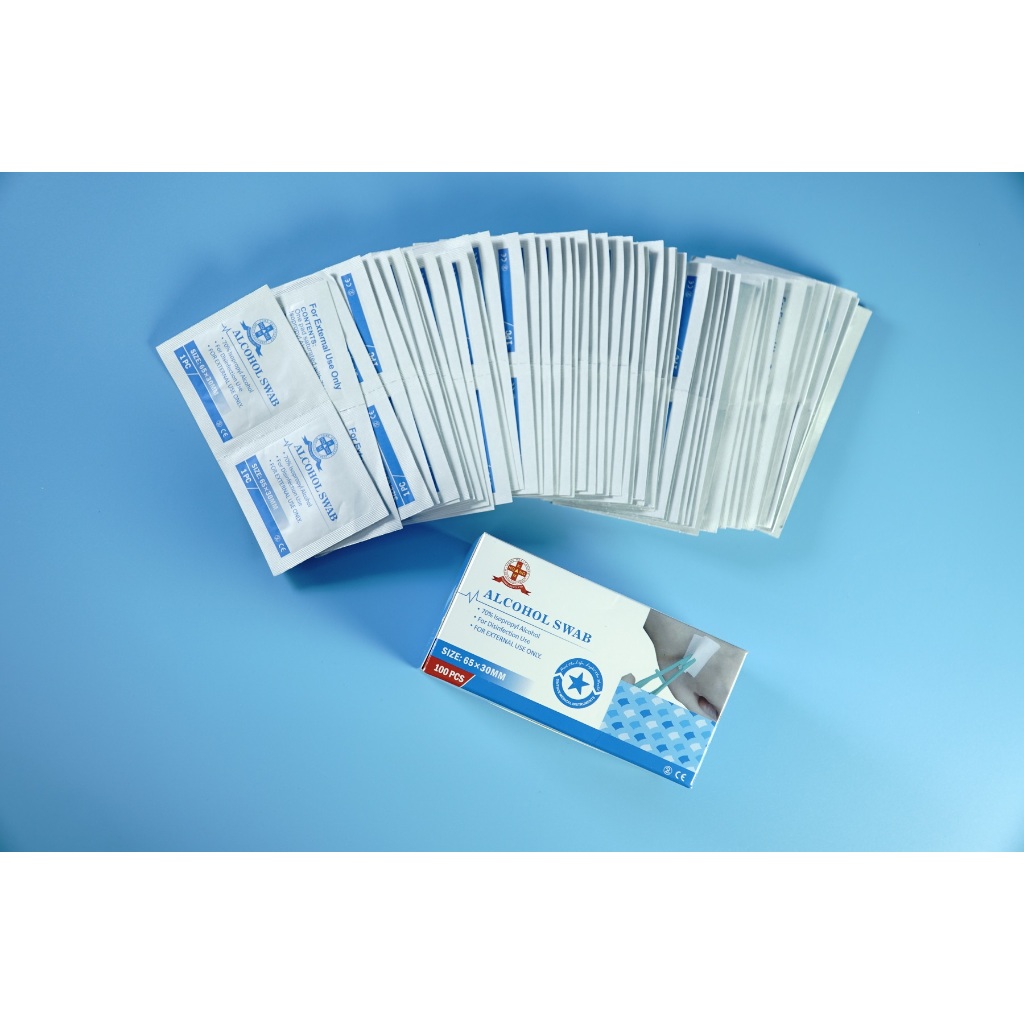 Hộp 100 miếng gạc y tế tẩm cồn Sintrue cao cấp  - Size 65x30mm