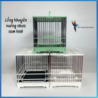  Lồng khuyên vuông lồng chim hút mật vuông chất liệu nhựa nan mau nuôi được chim sâu ốc mít tặng kèm full phụ kiện 