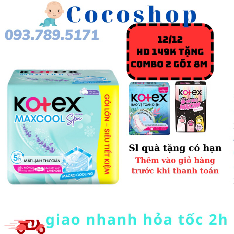 Băng vệ sinh Kotex Maxcool French spa siêu mỏng cánh 23cm 8 miếng/ 20 miếng