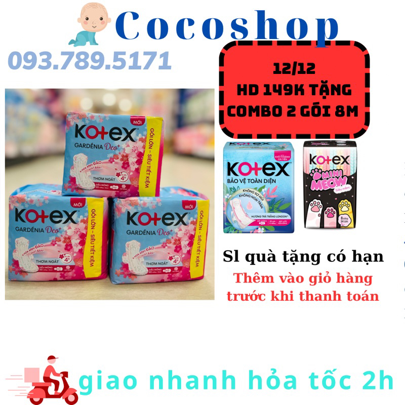 Băng vệ sinh Kotex Gardenia deo anh đào 23cm 8 miếng/ 20 miếng