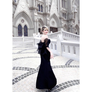 maxi trễ vai nơ lưng tơ