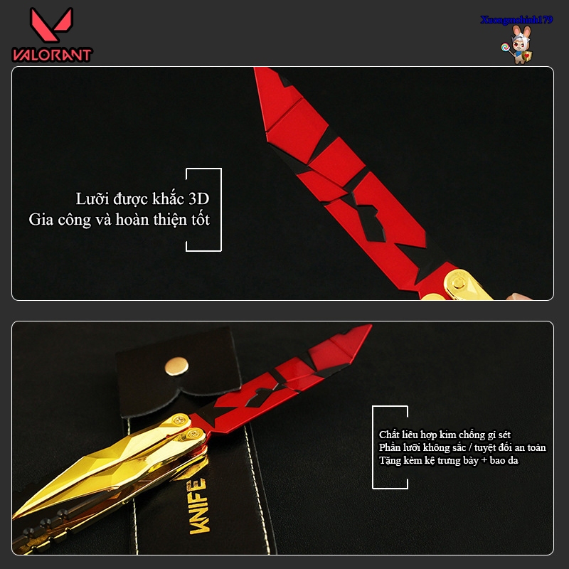 Mô hình Valorant Champion 2022 Butterfly knife balisong Full hợp kim múa siêu mượt kèm kệ đỡ