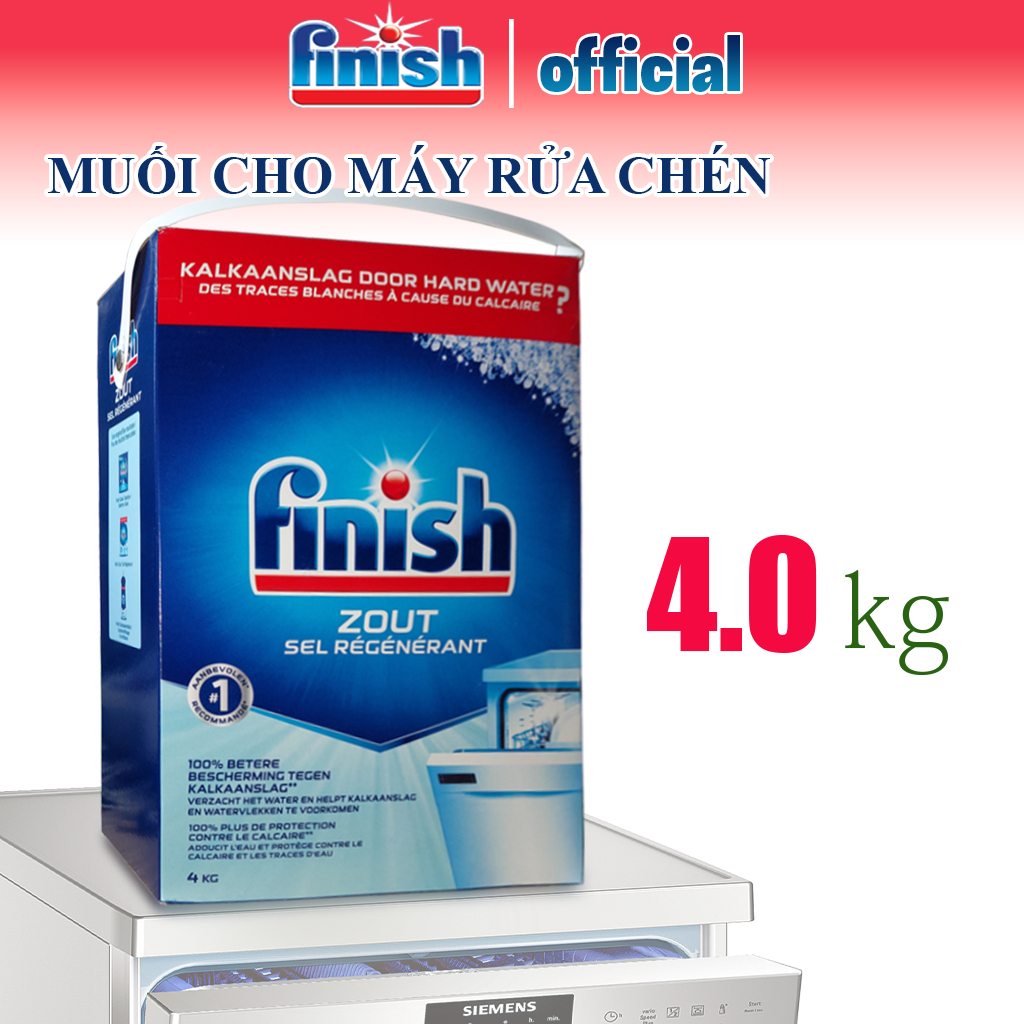 Muối rửa bát bát Finish hộp 4kg loại bỏ tạp chất trong nước, kết tủa trong máy, hộp muối rửa chén to siêu tiết kệm