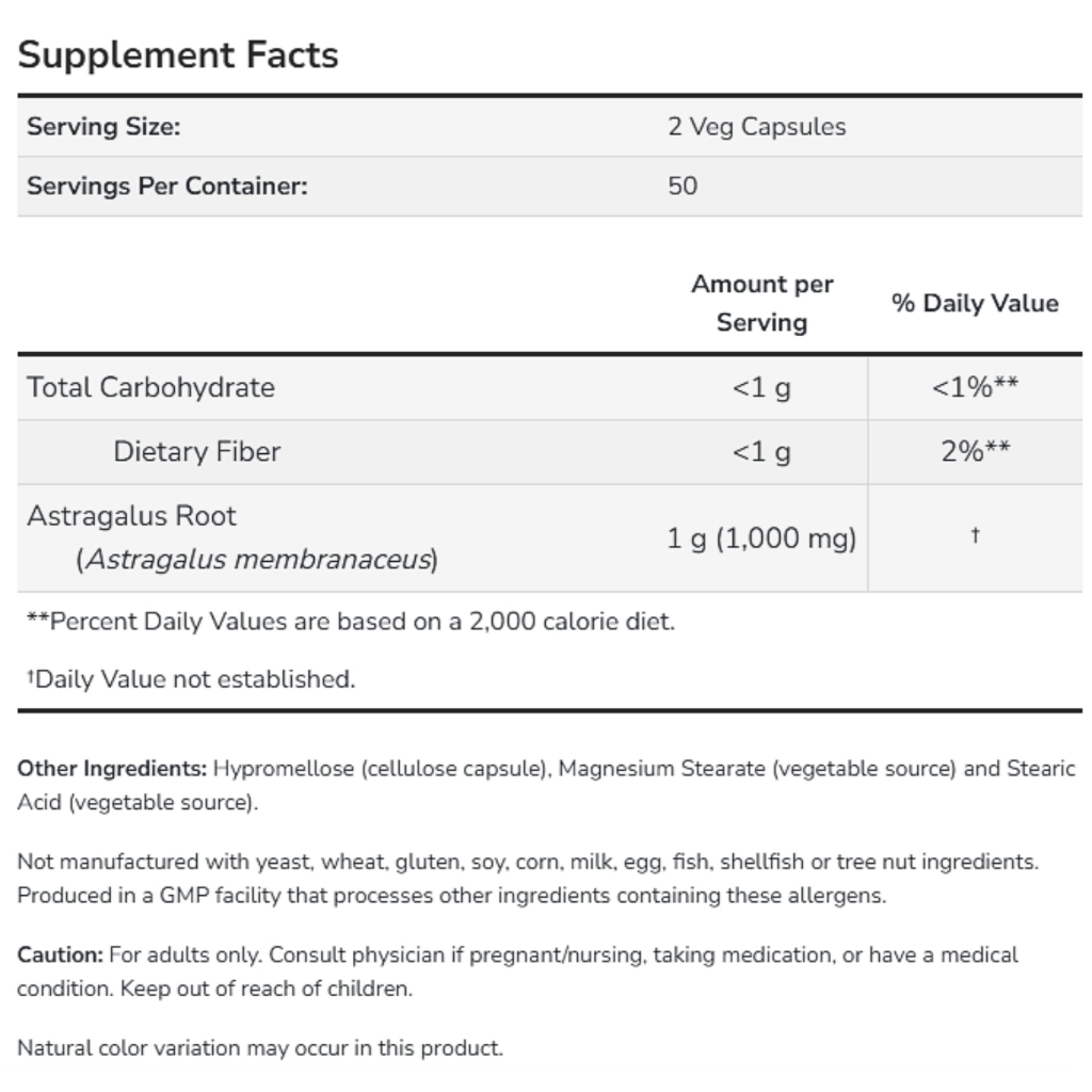 Viên Uống Astragalus NOW Nhập Mỹ Hoàng Kỳ Hỗ Trợ Miễn Dịch (100 viên) - YoungFit