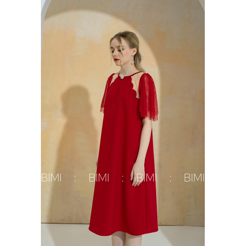 ĐẦM ĐỎ MIX TAY LƯỚI - BIMI