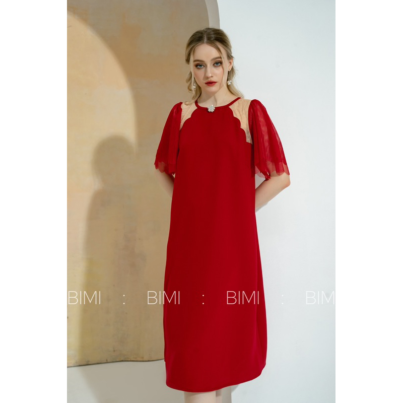 ĐẦM ĐỎ MIX TAY LƯỚI - BIMI