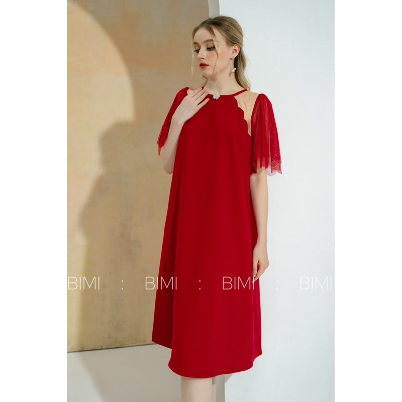 ĐẦM ĐỎ MIX TAY LƯỚI - BIMI