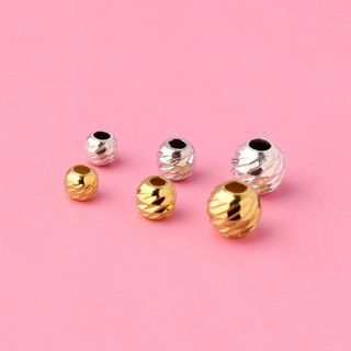 Bi bạc 925 tròn khía chéo - bi phay khía cạnh - bạc trắng & vàng - charm phụ kiện xâu phối vòng tay phong thủy
