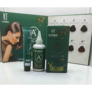 Thuốc nhuộm tóc phủ bạc, nâu socola, nâu hạt dẻ, nâu tây phủ bạc 16 Power 60ml tinh chất olive có oxy đi kèm
