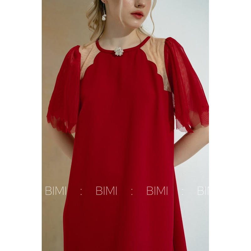 ĐẦM ĐỎ MIX TAY LƯỚI - BIMI