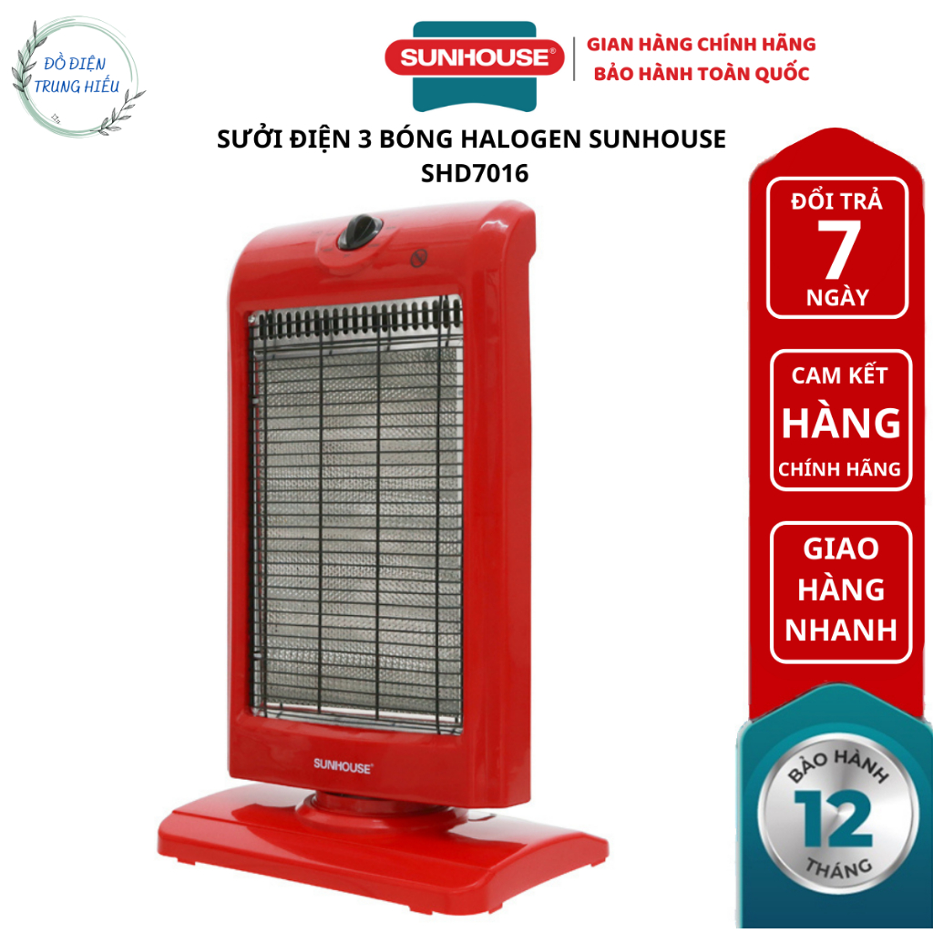 Đèn sưởi 3 bóng halogen Sunhouse SHD7016 - bảo hành chính hãng 12 tháng