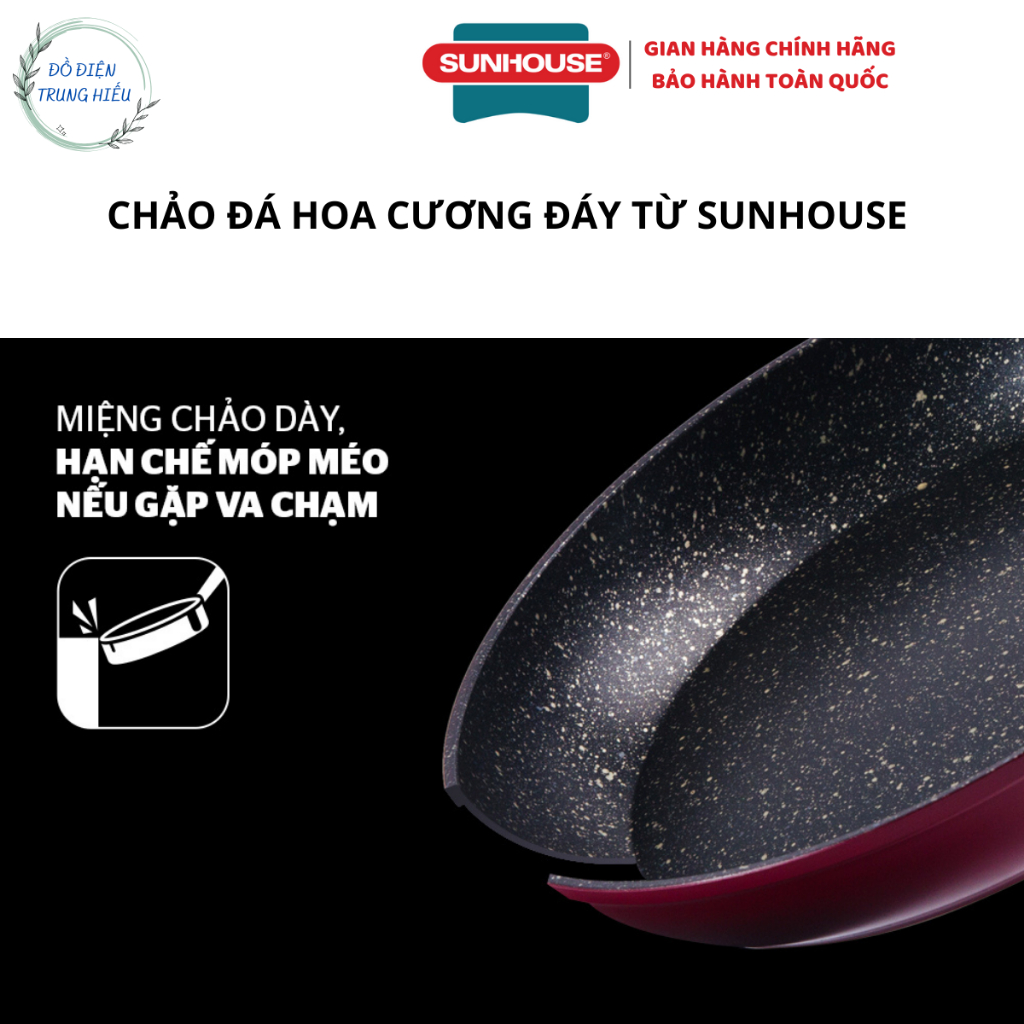 Chảo đá hoa cương đáy từ SUNHOUSE SFP24B/26B/28B - Bảo hành chính hãng 12 tháng