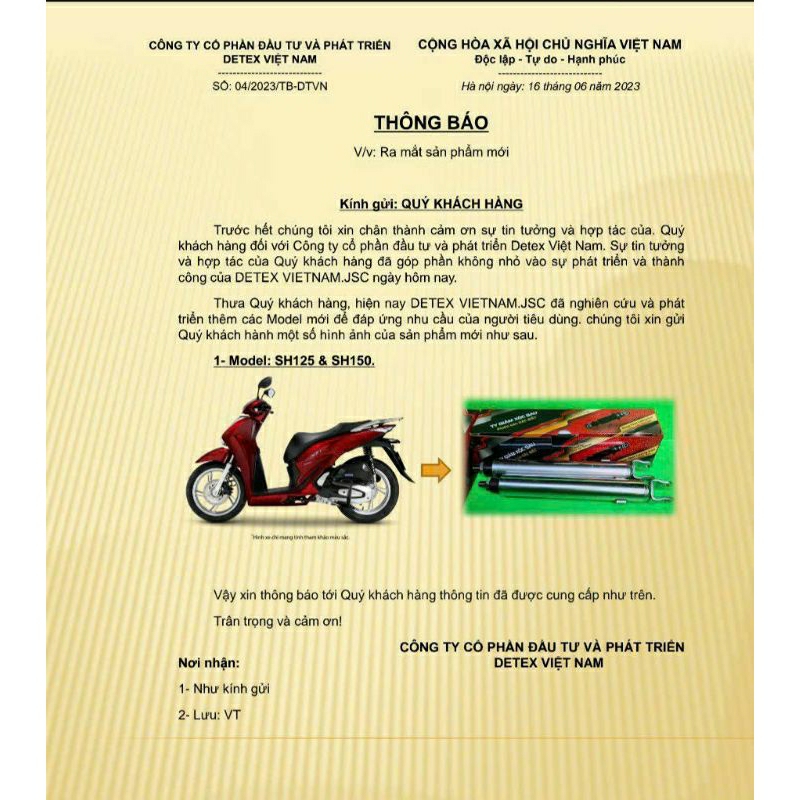 Ty Phuộc Sau - SH 125 / 150 Hiệu Detex