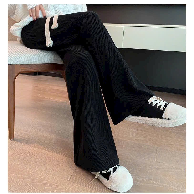 Quần Nỉ Ống Suông,Quần Nỉ Tăm Kiểu Quần Dài Cạp Chun Có Dây Rút Điều Chỉnh Eo Kiểu Dáng Basic Dễ Mặc