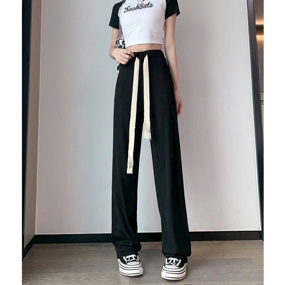 Quần Nỉ Ống Suông,Quần Nỉ Tăm Kiểu Quần Dài Cạp Chun Có Dây Rút Điều Chỉnh Eo Kiểu Dáng Basic Dễ Mặc