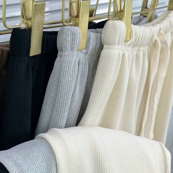 Quần Nỉ Ống Suông,Quần Nỉ Tăm Kiểu Quần Dài Cạp Chun Có Dây Rút Điều Chỉnh Eo Kiểu Dáng Basic Dễ Mặc