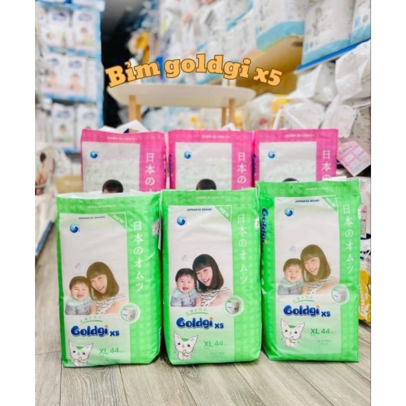 Bỉm Goldgi X5 Nb92/S84/M66/L56/XL44/XXL32