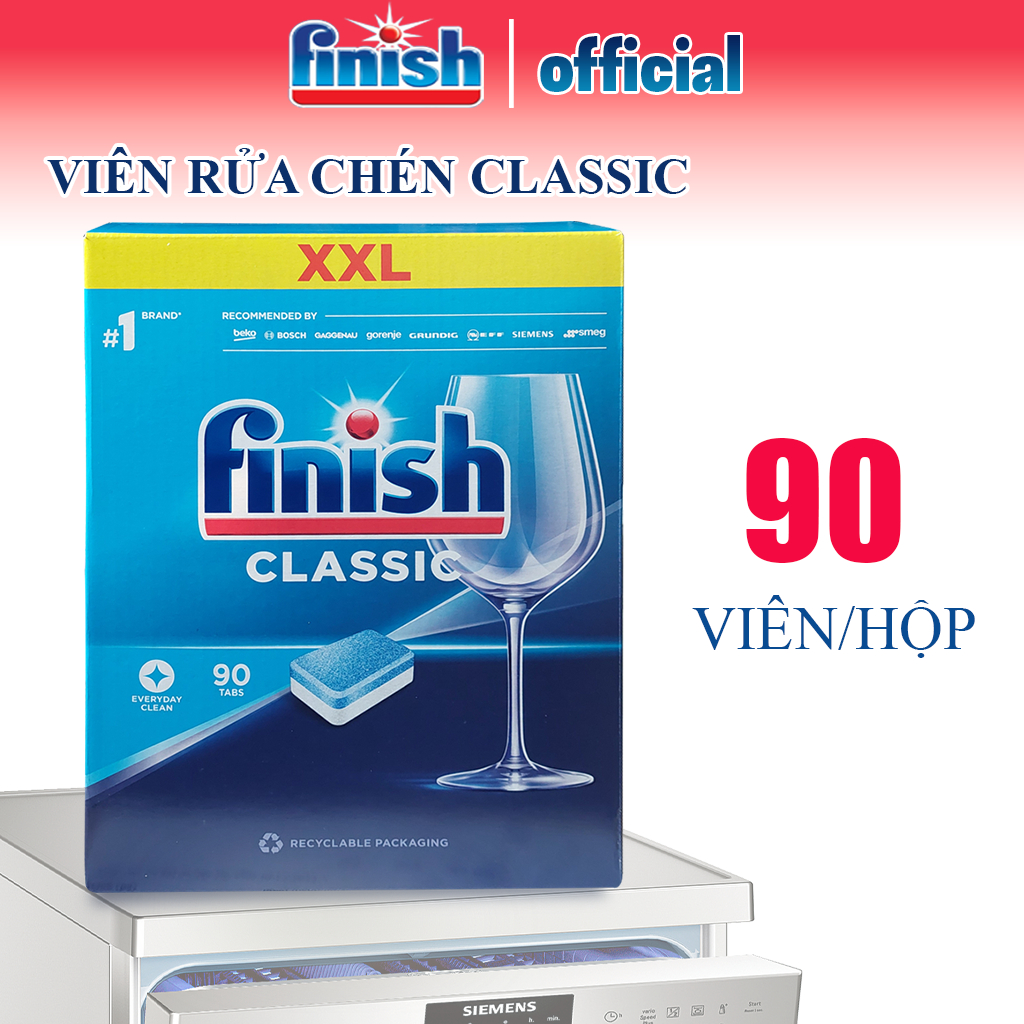 Viên Rửa Chén Finish Classic Rửa Cực Sạch Nhập Khẩu Châu Âu Chính Hãng Hộp 110 Viên/ 90 Viên